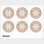 Made with Love Kraft Christmas Snowflake Sticker<br><div class="desc">A kraft paper and white snowflake sticker with the words Made with love.  Personalise it with your family name or business name. Fun for your homemade or handmade Christmas neighbour treats and gifts,  or for your craft business. Designed for you by Blackberry Boulevard.</div>