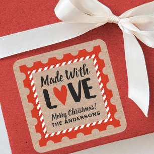 Made With Love Kraft Paper Christmas Stamp Sticker