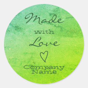 Made with Love Labels Heart Symbol Green Marbled