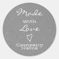 Made with Love Labels Heart Symbol Grey Paper