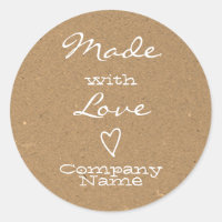 Made with Love Labels Heart Symbol Kraft Paper