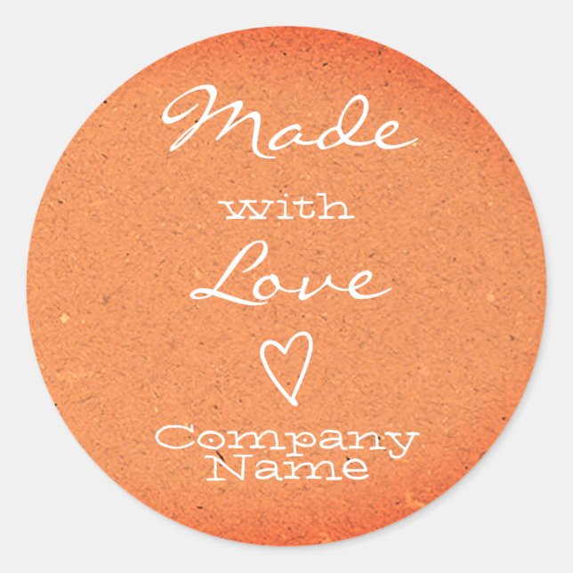 Made with Love Labels Heart Symbol Peach Orange (Front)