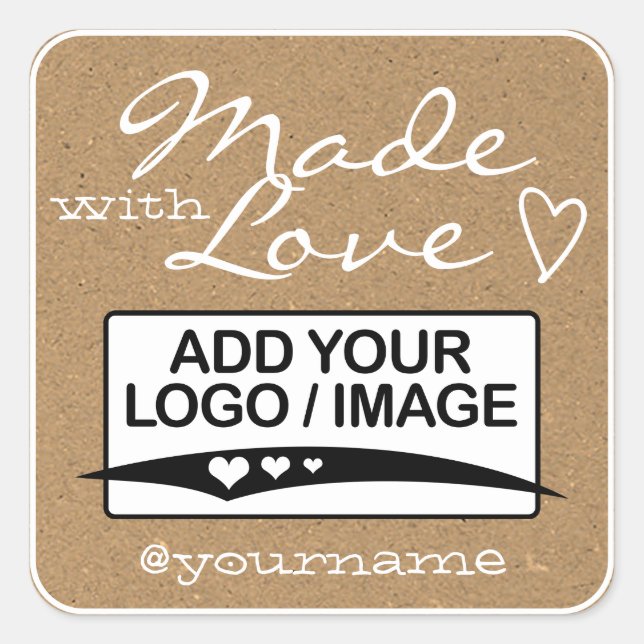 Made with Love Labels Logo Template Kraft Paper (Front)