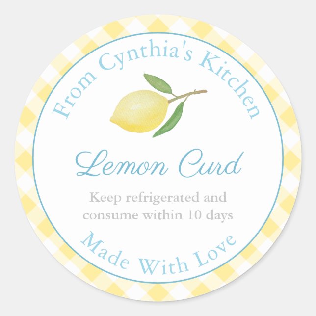 Made With Love Lemon Curd Country Kitchen Labels (Front)