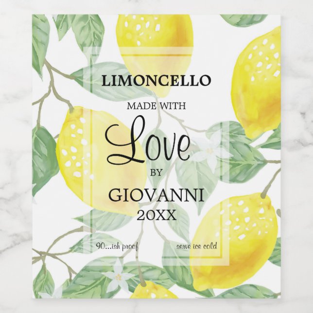 Made with Love Limoncello Small Bottle Label (Single Label)