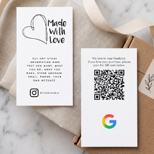 Made With Love Minimalist Heart Review QR Code Enclosure Card