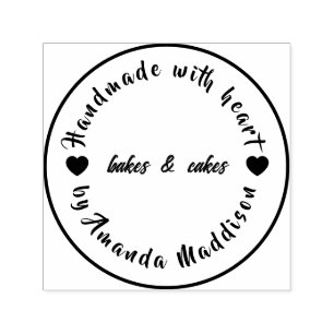 Made with Love Modern Heart Homemade Baking Self-inking Stamp