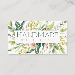 Made With Love Modern Spring Blooms On Crisp White Business Card