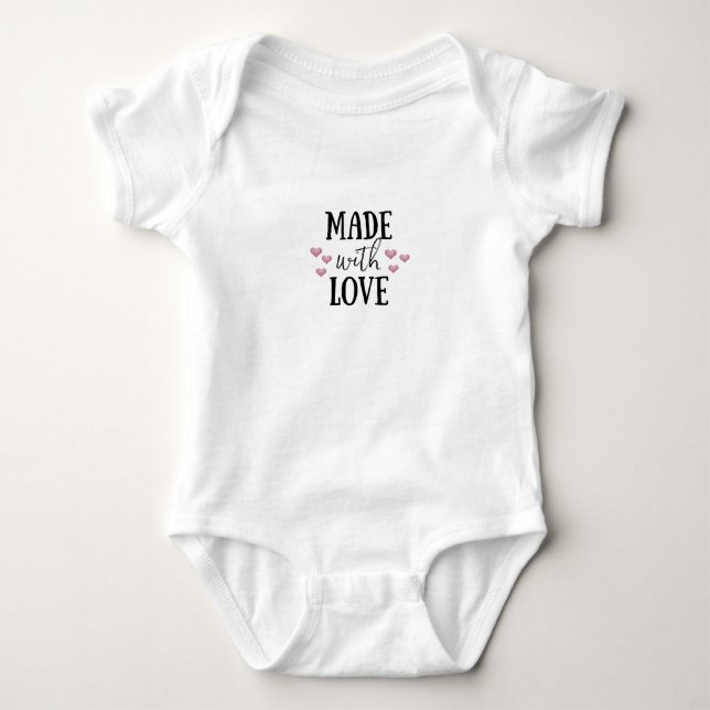 MADE WITH LOVE one-piece Baby Bodysuit (Front)