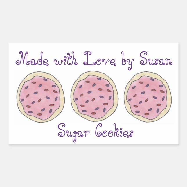Made with Love Personalised Baking Sugar Cookie Rectangular Sticker (Front)