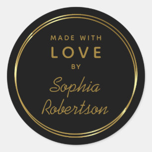Made with Love Personalised Gold Circles and Text Classic Round Sticker