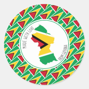 Made With Love Personalised GUYANA FLAG Guyanese Classic Round Sticker