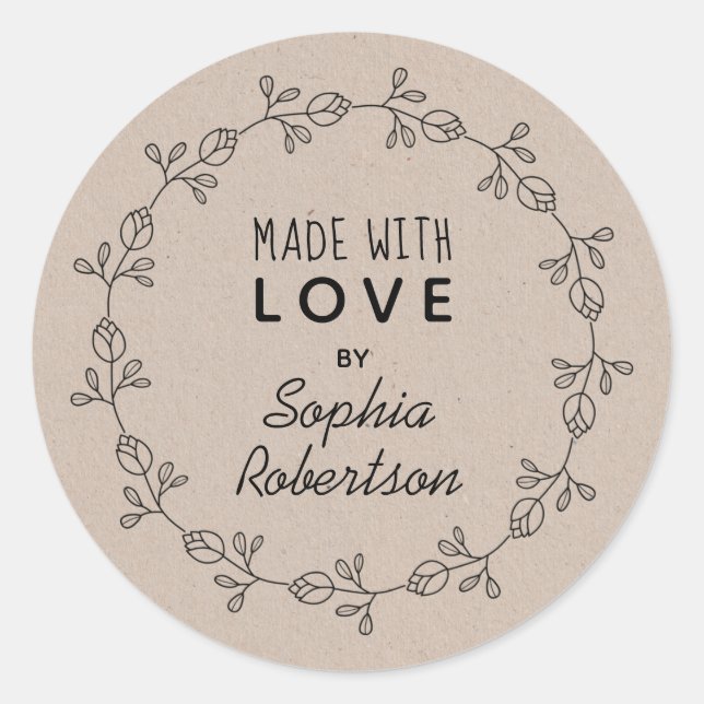 Made With Love Personalised Kraft Product Label (Front)