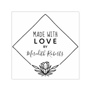 Made With Love Personalised Lotus Flower Frame Self-inking Stamp