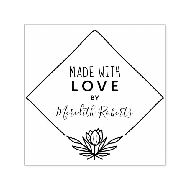 Made With Love Personalised Lotus Flower Frame Self-inking Stamp (Design)