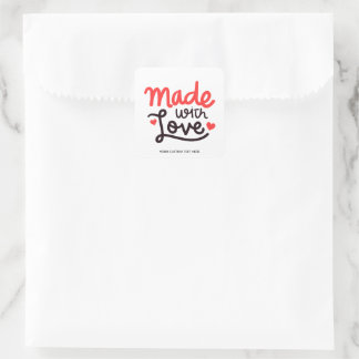 Made with Love Personalised Red Square Sticker 4