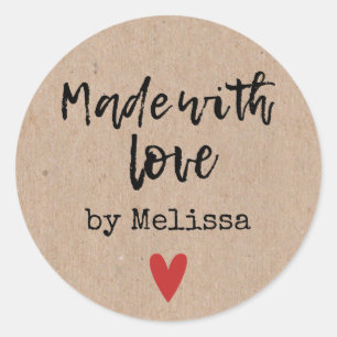 Made With Love Personlized Kraft Classic Round Sticker