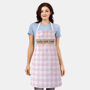 Made with Love-Pink and White Checks Apron