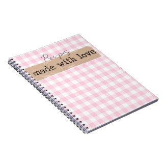 Made with Love-Pink and White Checks Notebook
