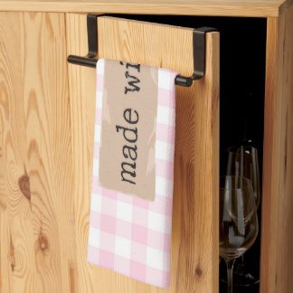 Made with Love-Pink and White Checks Tea Towel