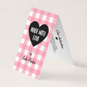 Made with Love Pink Gingham Hang Tag