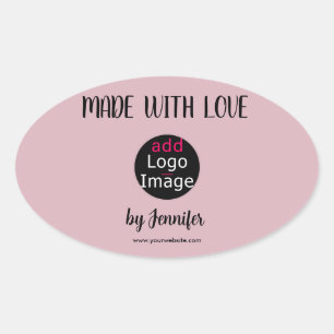Made With Love Professional Custom Dusty Rose Pink Oval Sticker