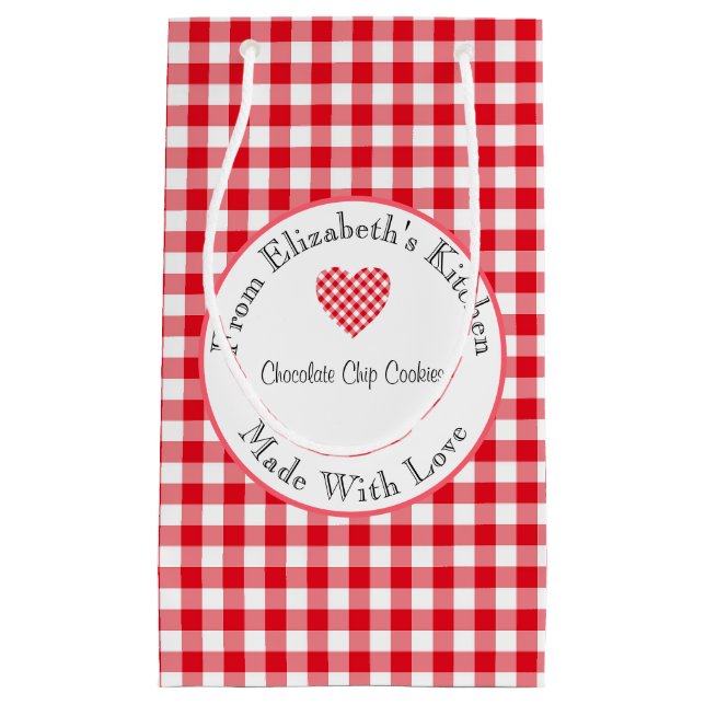 Made With Love Red Gingham Home Baked Gift Small Gift Bag (Front)