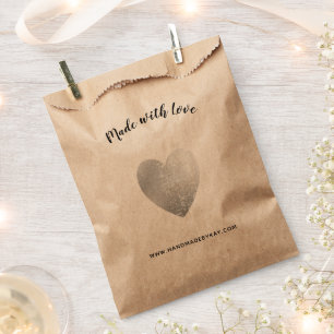 Made with Love • Silver Foil Heart Handmade Favour Bags