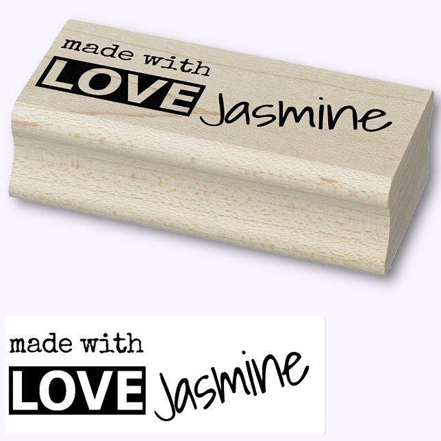 Made with Love Simple Stylish Text Custom Name Rubber Stamp (Creator Uploaded)