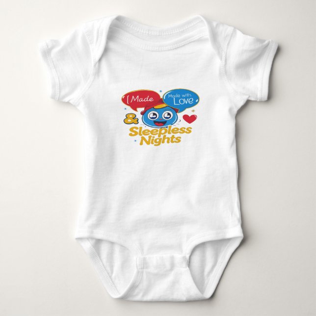 Made with Love & Sleepless Nights Baby Bodysuit (Front)