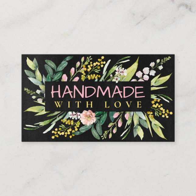 Made With Love Spring Flowers Business Card (Front)