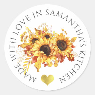 Made With Love Sunflower Classic Round Sticker