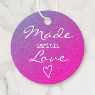 Made with Love Tags Heart Pink Purple Rainbow 