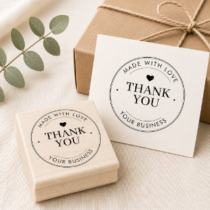 Made With Love Thank You Business Name Rubber Stamp