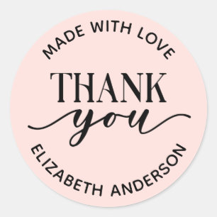 Made With Love Thank you Small Business Classic Round Sticker