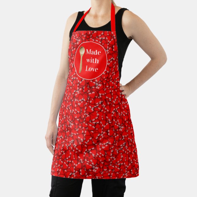 Made With Love Valentine's Day Heart Print Apron (Insitu)