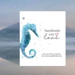 Made with Love Watercolor Sea Horse Favour Tags