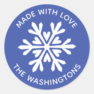 Made with Love White Christmas Snowflake Sticker