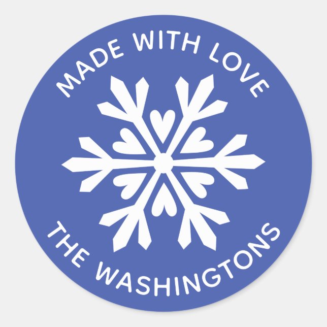 Made with Love White Christmas Snowflake Sticker (Front)