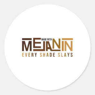 Made With Melanin Black Girl Magic Afro Beauty Bla Classic Round Sticker
