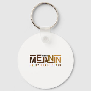 Made With Melanin Black Girl Magic Afro Beauty Bla Key Ring