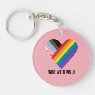 Made With Pride Rainbow Heart Custom Modern  Key Ring