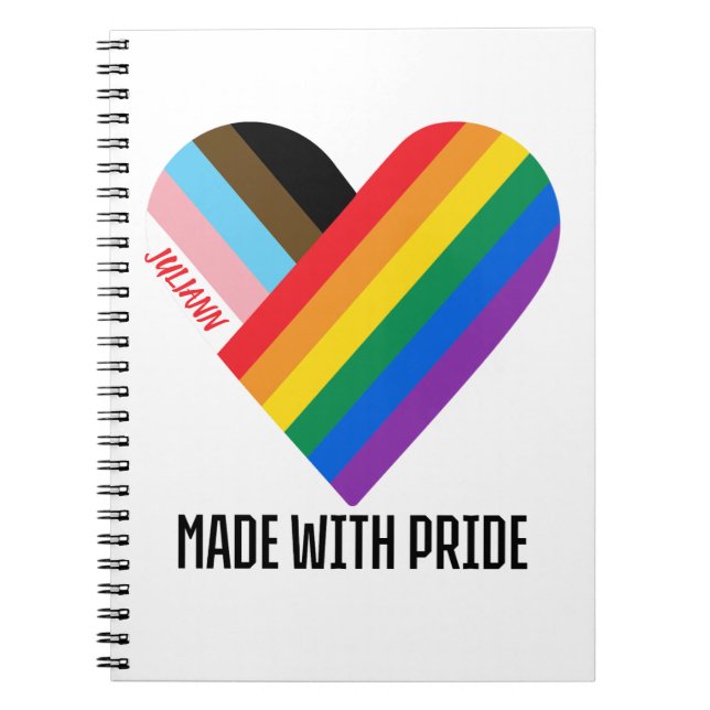 Made With Pride Rainbow Heart Custom Modern  Notebook (Front)