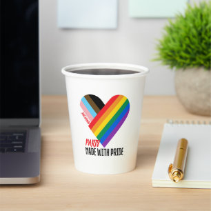 Made With Pride Rainbow Heart Custom Modern  Paper Cups