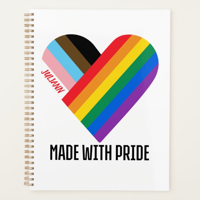 Made With Pride Rainbow Heart Custom Modern  Planner (Front)