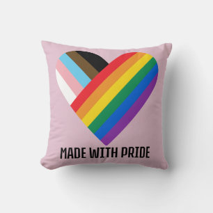 Made With Pride Rainbow Heart Minimal Modern  Cushion