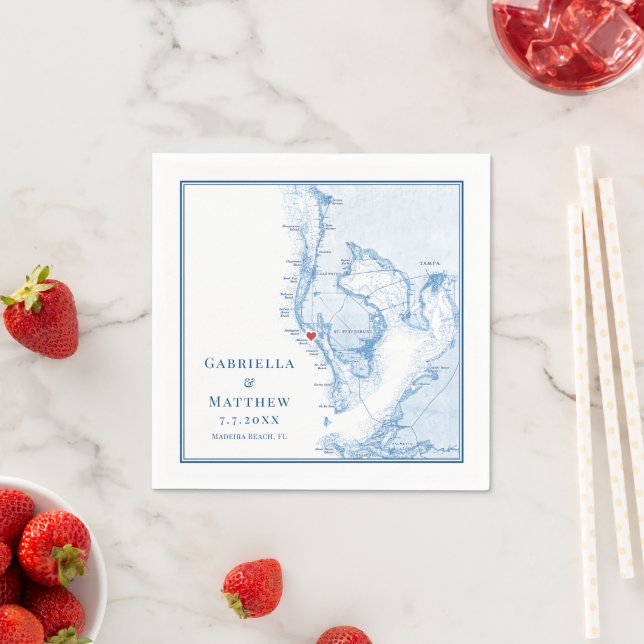 Madeira Beach Florida Map Elegant Wedding Napkin (Insitu)