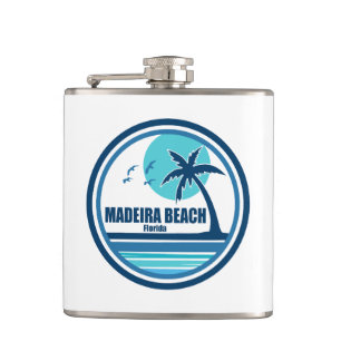 Madeira Beach Florida Palm Tree Birds Hip Flask