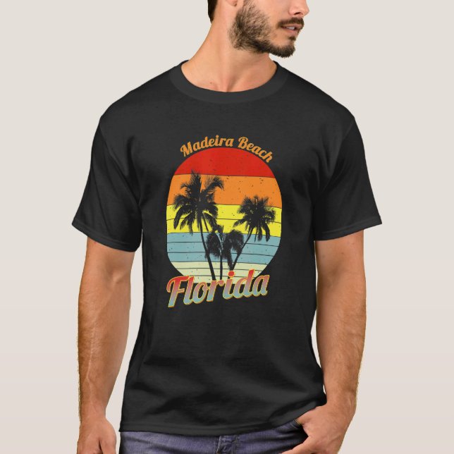 Madeira Beach Florida Retro Tropical Palm Trees Va T-Shirt (Front)