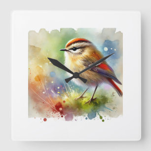 Madeira Firecrest 031024AREF120 - Watercolor Square Wall Clock